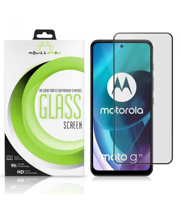 Cristal templado Motorola Moto G71 Full Glue Premium Protector de Pantalla Curvo Negro