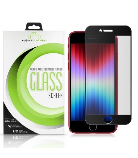 Protector de pantalla completo para iPhone SE 2022 - Cristal templado Full Glue con borde Negro