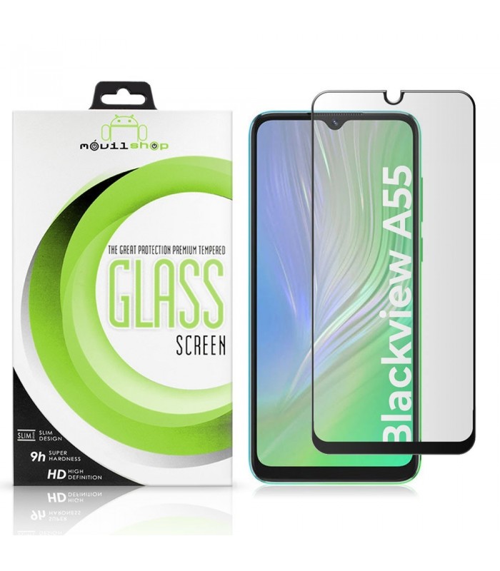 Protector de pantalla completo para Blackview A55 - Cristal templado Full Glue con borde Negro