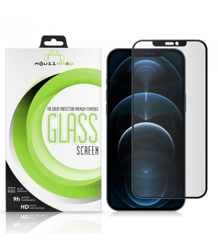 Protector de pantalla completo para iPhone 12 Pro Max 6.7" - Cristal templado Full Glue con borde Negro