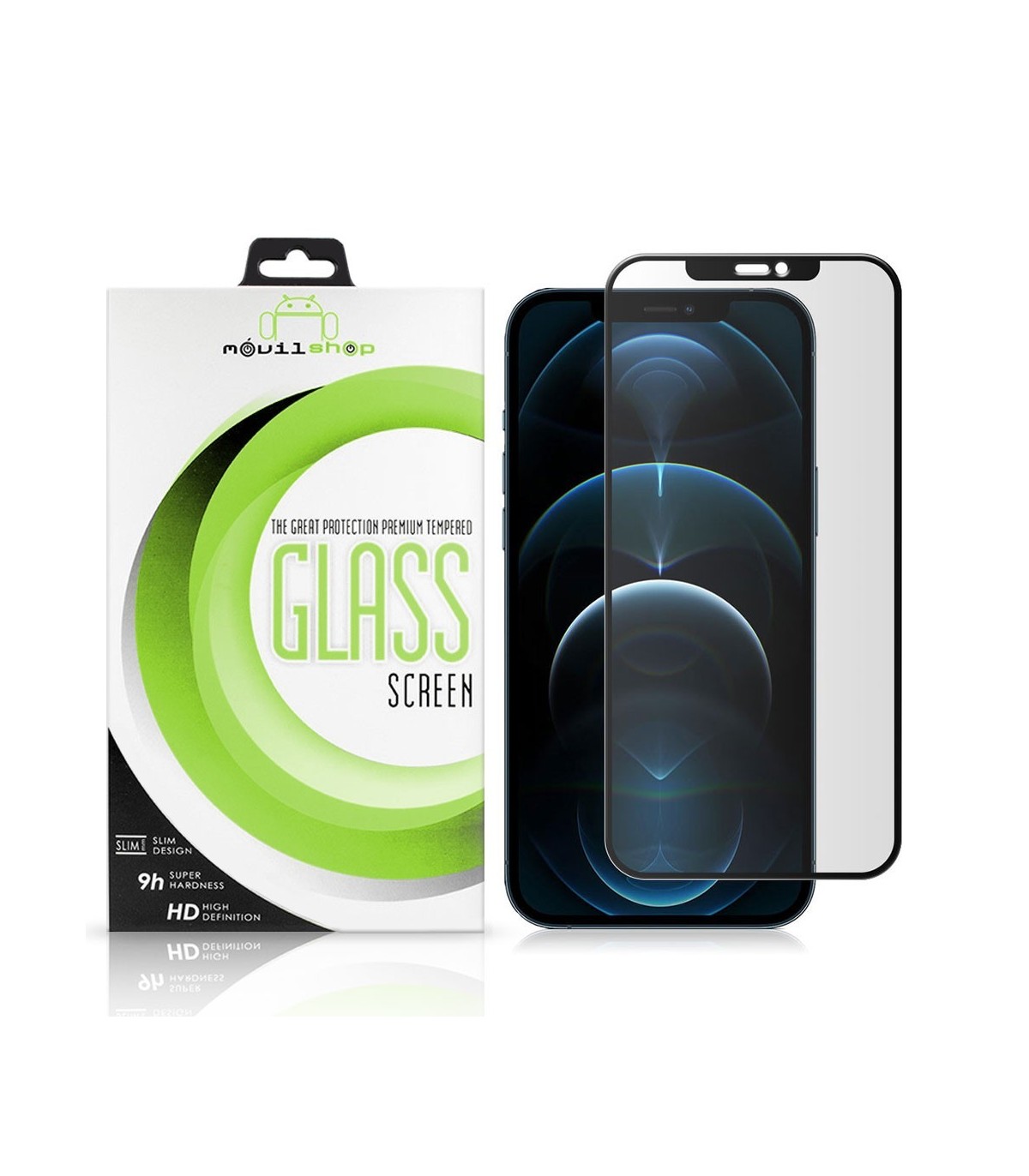 Cristal Templado Completo Negro para iPhone 12 Pro Max