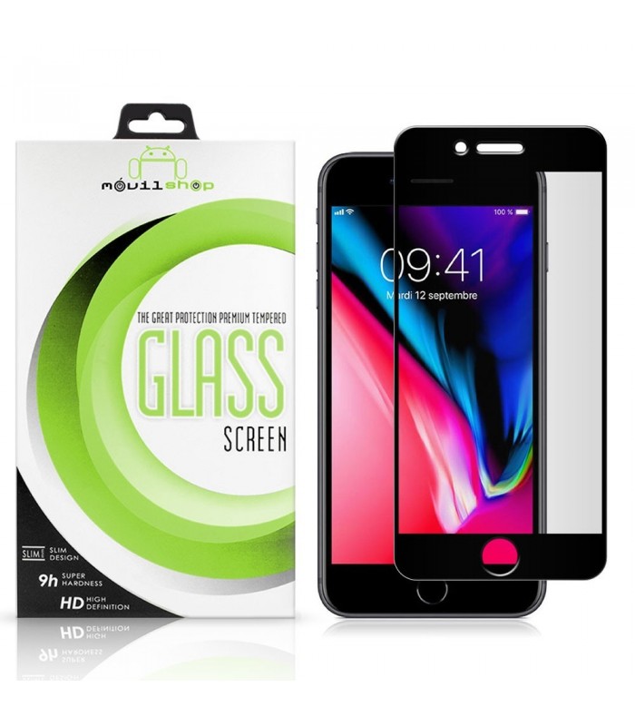 Protector de pantalla completo para iPhone 6P / 7P / 8 Plus - Cristal templado Full Glue con borde Negro