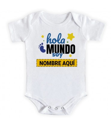 Body Bebé "Hola Mundo Soy" Personalizable - 0 / 6 meses
