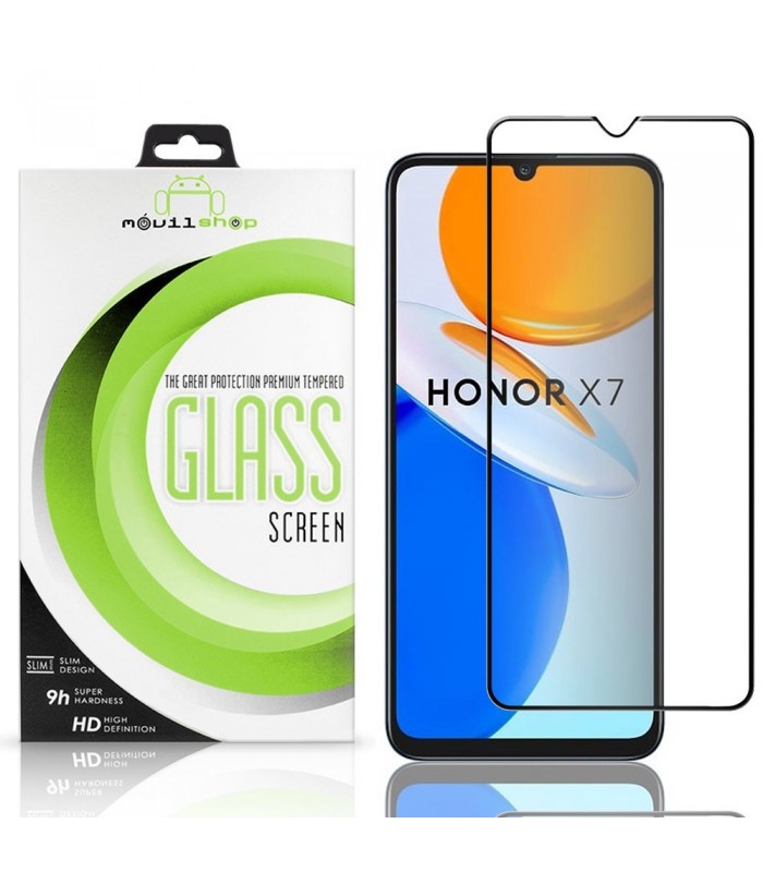 Protector de pantalla completo para Honor X7 - Cristal templado Full Glue con borde Negro