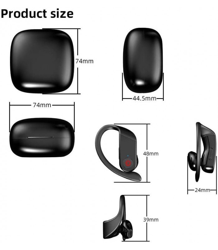 Auriculares inalámbricos V5 Bluetooth funcionan para Oppo A53 5G con  estuche de carga para auriculares intrauditivos. (V5.0 negro)