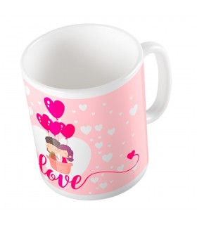 Taza cerámica blanca Love | Capacidad 330ml  | |Taza cerámica para celebrar el San Valentín