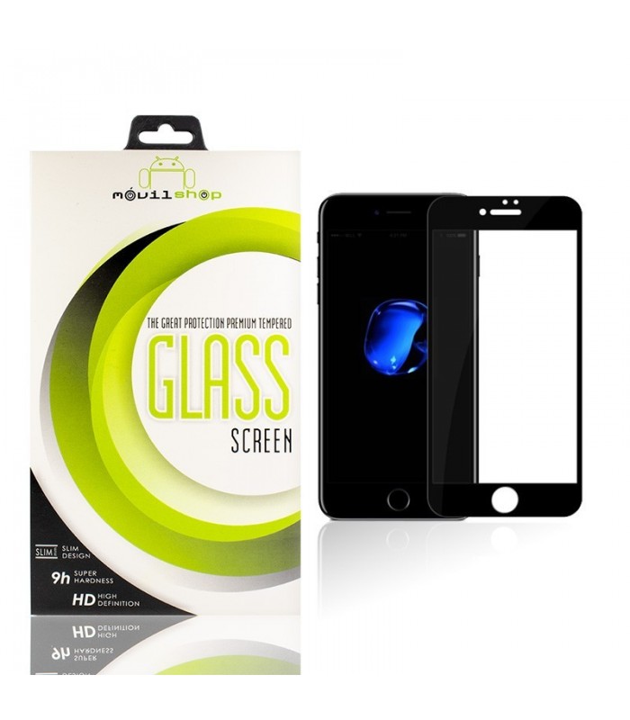 Cristal templado completo iPhone 8 Plus Protector de Pantalla Negro