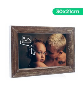 Portafotos Marco Personalizado de Aluminio madera - Pon tu Imagen, Foto y Texto para un Regalo Especial | Tamaño 30 x 21 cm