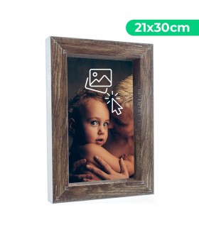 Portafotos Marco Personalizado de Aluminio madera - Pon tu Imagen, Foto y Texto para un Regalo Especial | Tamaño 21 x 30cm