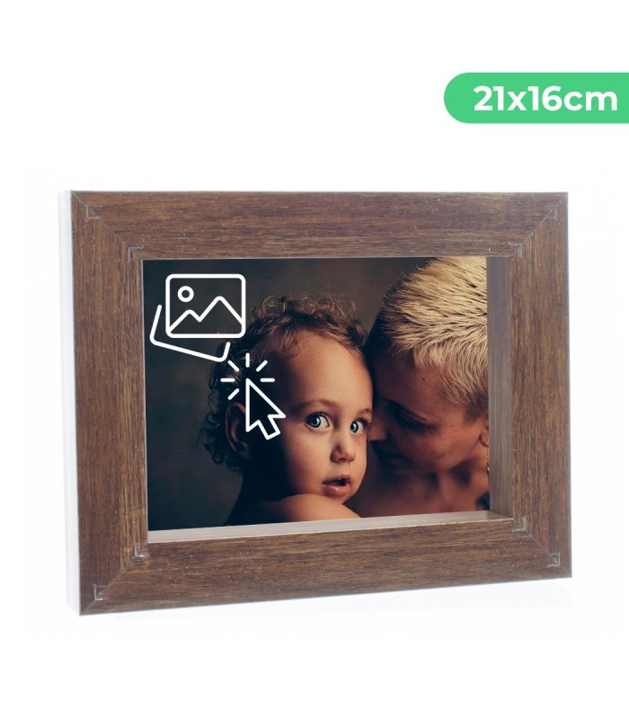 Portafotos Marco Personalizado de efecto madera - Pon tu Imagen, Foto y Texto para un Regalo Especial | Tamaño 21 x 16 cm