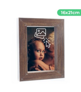 Portafotos Marco Personalizado de efecto madera - Pon tu Imagen, Foto y Texto para un Regalo Especial | Tamaño 16 x 21 cm