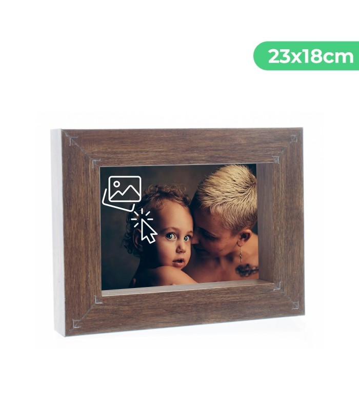 Portafotos Marco Personalizado de efecto madera - Pon tu Imagen, Foto y Texto para un Regalo Especial | Tamaño 23x18 cm