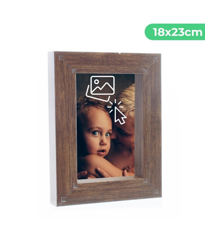 Portafotos Marco Personalizado de efecto madera - Pon tu Imagen, Foto y Texto para un Regalo Especial | Tamaño 18x23 cm