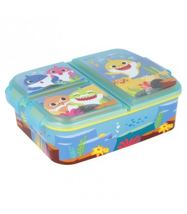 Baby Shark | Sandwichera con 3 Compartimentos para niños - lonchera Infantil - Porta merienda - Fiambrera Decorada