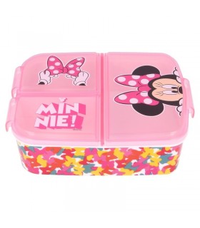 Minnie Mouse| Sandwichera con 3 Compartimentos para niños - Fiambrera Infantil para Colegio - lonchera para niños