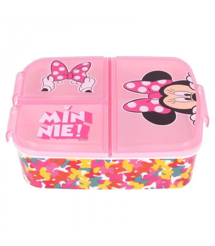 Minnie Mouse| Sandwichera con 3 Compartimentos para niños - Fiambrera Infantil para Colegio - lonchera para niños
