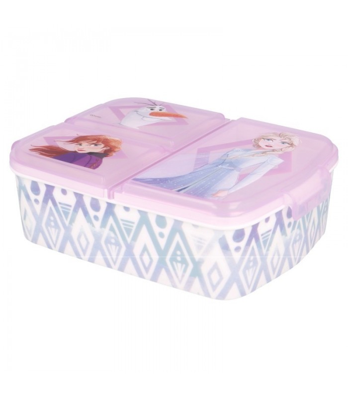 Frozen - Elsa Anna Olaf | Caja de Almuerzo con 3 Compartimentos - Fiambrera Infantil para Colegio - lonchera para niños