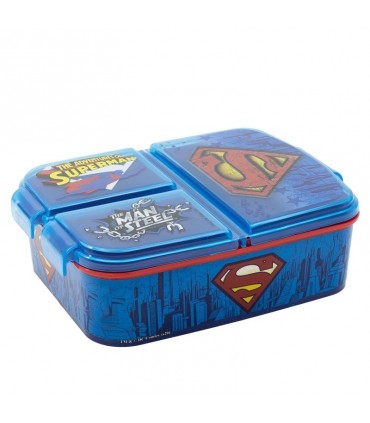 Superman Symbol | Sandwichera con 3 Compartimentos para niños - lonchera Infantil - Porta merienda - Fiambrera Decorada