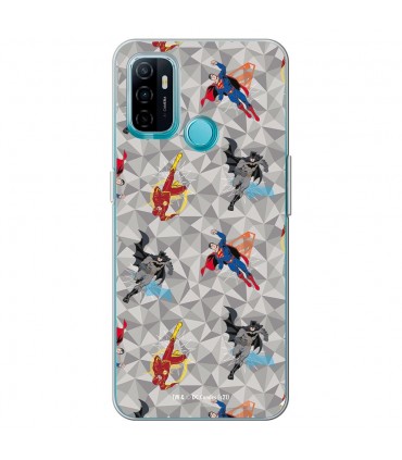 Funda para [OPPO A53] DC Justice League Oficial [Patrón Heroes] Silicona Flexible Carcasa para Smartphone.
