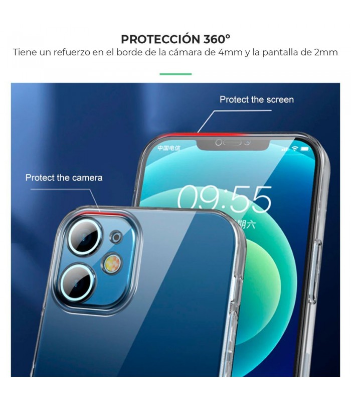 Funda transparente para iPhone X 5,8 protección Delantera + Trasera 360