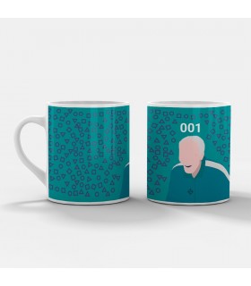 Taza El Juego del Calamar [ Jugador Número 001 ] Regalo Original para Empezar el día Tomando Café Cargadito o té.