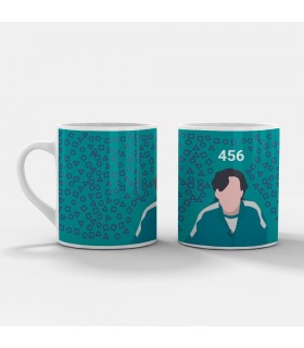 Taza El Juego del Calamar [ Jugador Número 456 ] Regalo Original para Empezar el día Tomando Café Cargadito o té.