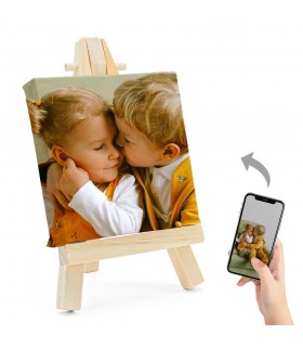 Lienzo Personalizado con Foto y Texto |Fotolienzo  Original con soporte de madera | 7 x 7 cm