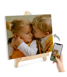 Lienzo Personalizado | 18 x 24 x 1.5 cm| Foto y Texto con soporte de madera
