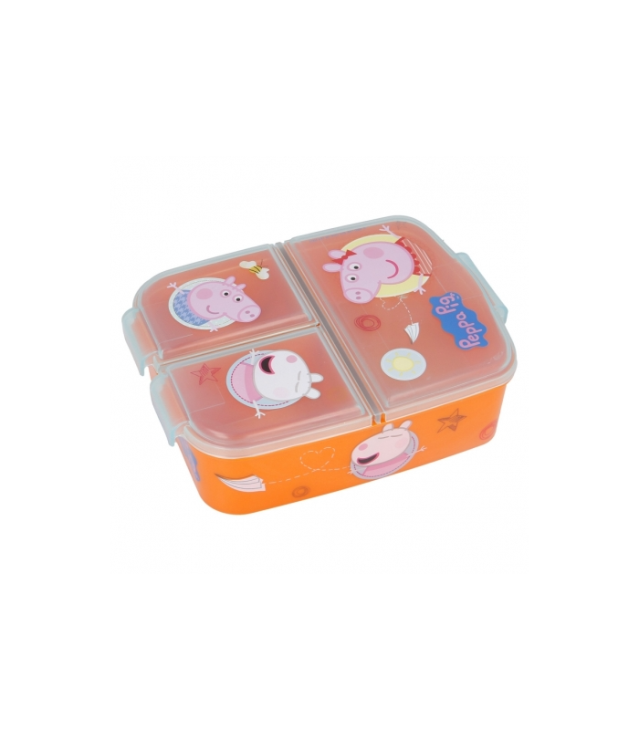 PEPPA PIG - Sandwichera con 3 Compartimentos para niños - lonchera Infantil - Porta merienda - Fiambrera Decorada