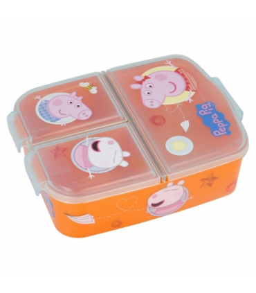 PEPPA PIG - Sandwichera con 3 Compartimentos para niños - lonchera Infantil - Porta merienda - Fiambrera Decorada