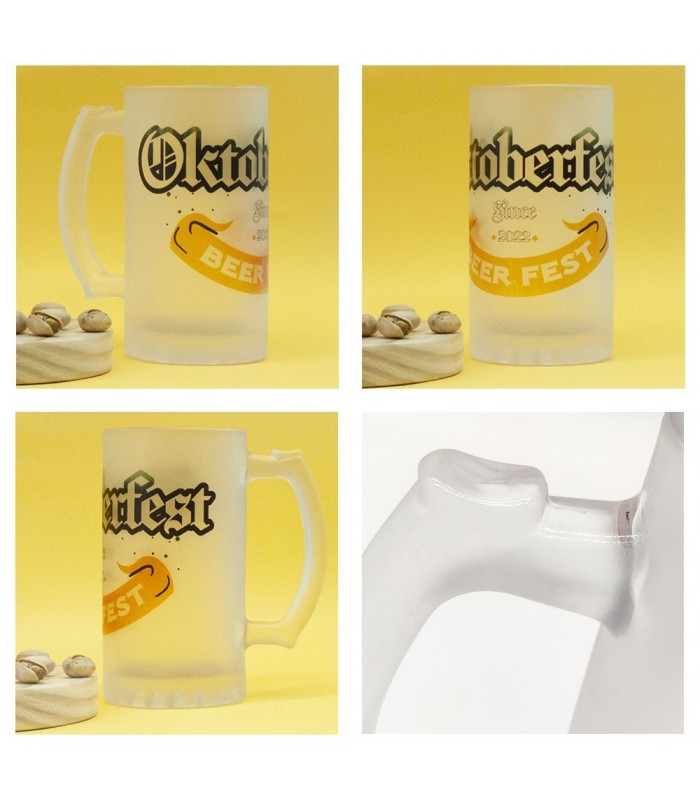 Jarra de cerveza personalizada de cristal opaco