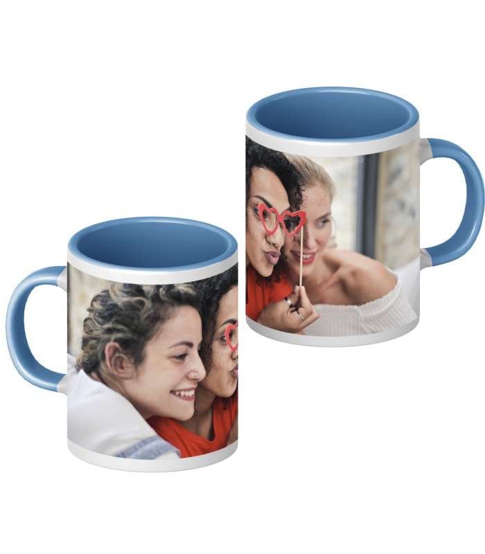 Taza interior y asa color personalizada [AZUL] Personaliza tu taza con una foto, un dibujo o el texto que tu quieras