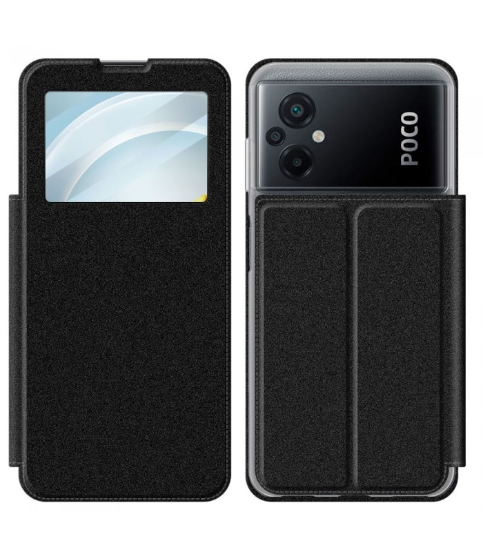 Funda Libro POCO M5 Negro con Silicona TPU Resistente para Smartphone