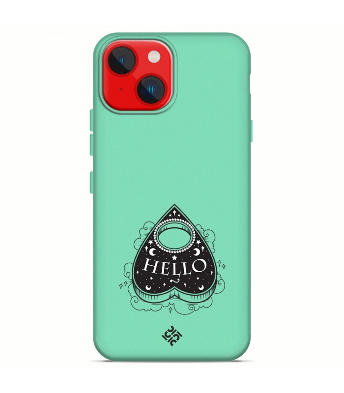 Funda Silicona Suave  [ iPhone 14 Plus ] Verde [ Hello -Ouija ] Carcasa Liquida Case Cover.