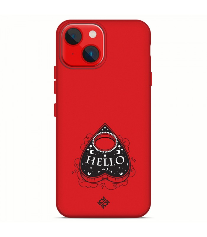 Funda Silicona Suave  [ iPhone 14 Plus ] Rojo [ Hello -Ouija ] Carcasa Liquida Case Cover.