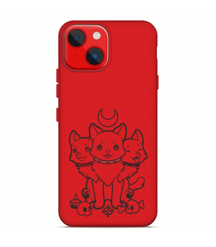 Funda Silicona Suave  [ iPhone 14 Plus ] Rojo [ Cerbero Gatuno ] Carcasa Liquida Case Cover.