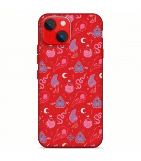 Funda Silicona Suave  [ iPhone 14 Plus ] Rojo [ Patrón Brujil ] Carcasa Liquida Case Cover.