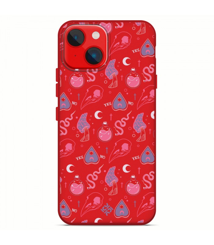 Funda Silicona Suave  [ iPhone 14 Plus ] Rojo [ Patrón Brujil ] Carcasa Liquida Case Cover.