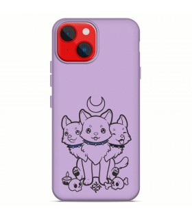 Funda Silicona Suave  [ iPhone 14 Plus ] Lila [ Cerbero Gatuno ] Carcasa Liquida Case Cover.