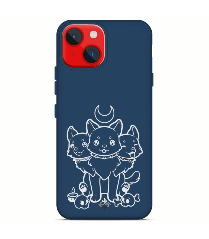 Funda Silicona Suave  [ iPhone 14 Plus ] Azul [ Cerbero Gatuno ] Carcasa Liquida Case Cover.