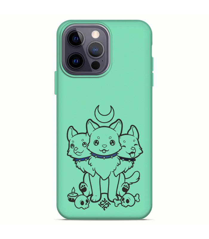 Funda Silicona Suave  [ iPhone 14 Pro Max ] Verde [ Cerbero Gatuno ] Carcasa Liquida Case Cover.