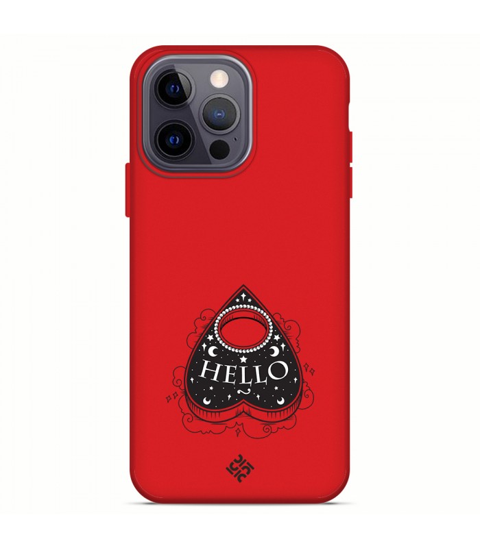 Funda Silicona Suave  [ iPhone 14 Pro Max ] Rojo [ Hello -Ouija ] Carcasa Liquida Case Cover.