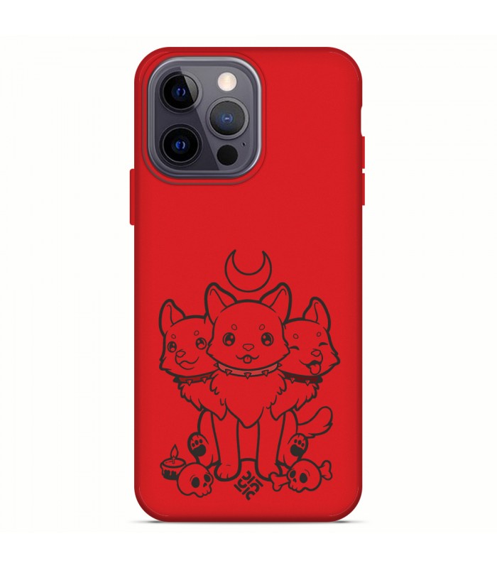 Funda Silicona Suave  [ iPhone 14 Pro Max ] Rojo [ Cerbero Gatuno ] Carcasa Liquida Case Cover.