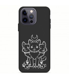 Funda Silicona Suave  [ iPhone 14 Pro Max ] Negro [ Cerbero Gatuno ] Carcasa Liquida Case Cover.