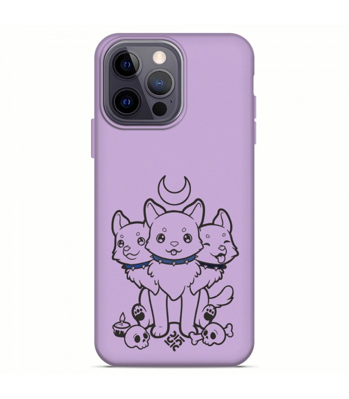 Funda Silicona Suave  [ iPhone 14 Pro Max ] Lila [ Cerbero Gatuno ] Carcasa Liquida Case Cover.