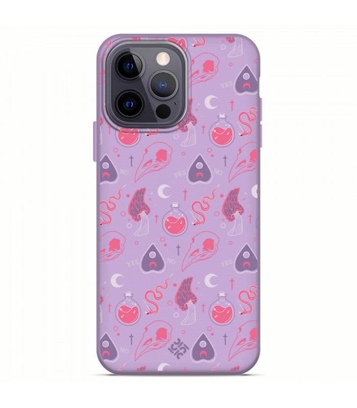 Funda Silicona Suave  [ iPhone 14 Pro Max ] Lila [ Patrón Brujil ] Carcasa Liquida Case Cover.