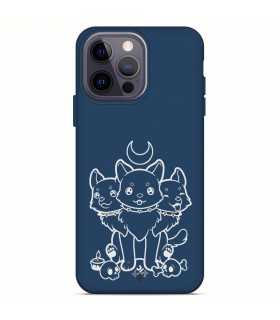 Funda Silicona Suave  [ iPhone 14 Pro Max ] Azul [ Cerbero Gatuno ] Carcasa Liquida Case Cover.