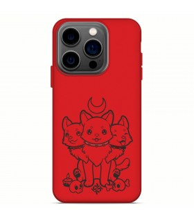 Funda Silicona Suave  [ iPhone 14 Pro ] Rojo [ Cerbero Gatuno ] Carcasa Liquida Case Cover.