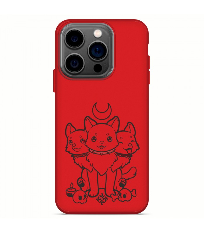 Funda Silicona Suave  [ iPhone 14 Pro ] Rojo [ Cerbero Gatuno ] Carcasa Liquida Case Cover.