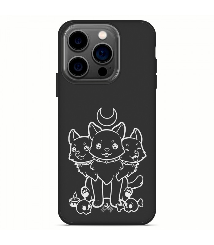 Funda Silicona Suave  [ iPhone 14 Pro ] Negro [ Cerbero Gatuno ] Carcasa Liquida Case Cover.